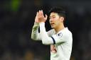 Son Heung-min applauds the fans after the game. Picture: Action Images