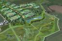 An artists impression of the proposed East Havering Data Centre and surrounding park