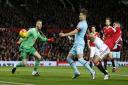 Mauro Zarate goes close for the Hammers at Old Trafford. Picture: Action Images