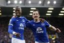 Enner Valencia (left) celebrates a goal during his loan spell at Everton. Picture: Action Images
