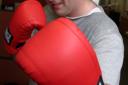 BOXING CLEVER: Barclays manager Jon Stone during his all day charity bout (c)