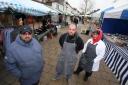 Epping market traders Adrian Harrison, Dean Burnham and Natasha Wallace