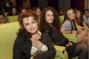 Helena Bonham Carter with AS Media Studies students Annie Bozhilova and Poppy Von Loeben