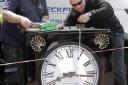 Business owners spent more than two years organising funding for the three-sided clock