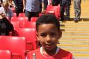 Harvey Livings-Corbin with the trophy at Wembley