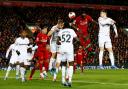 Tomas Soucek is beaten in the air by Sadio Mane during West Ham's loss at Liverpool. Picture: Action Images