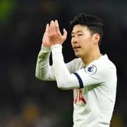 Son Heung-min applauds the fans after the game. Picture: Action Images