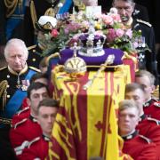 King Charles III and members of the royal family follow behind the coffin of Queen Elizabeth II as it is carried out of Westminster Abbey after her State Funeral. Image: PA
