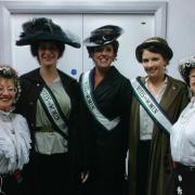 Doreen Golding, on the left, with other Pearly Queens and Suffragettes