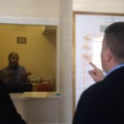 Britain First leader Paul Golding (right) confronted staff at the council