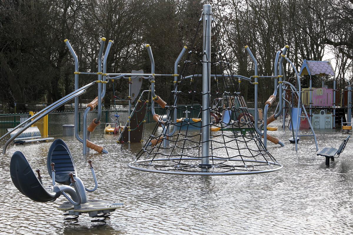 Flooded playground near Roding Lane. Buckhurst Hill. (1/2/2013) EL74953_12