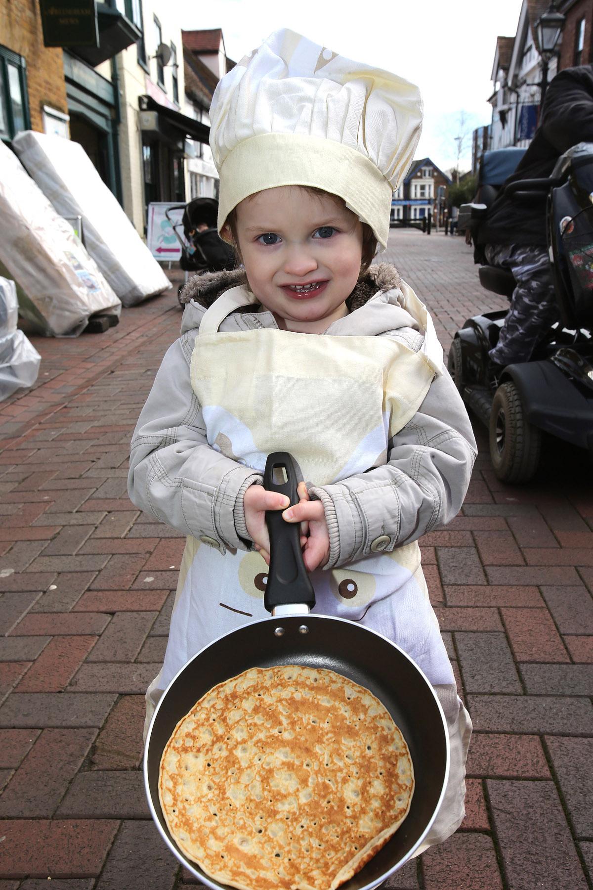 Pancake Races, outside Waltham Abbey Library, Sun Street, Waltham Abbey. (4/3/2014) EL75453_11