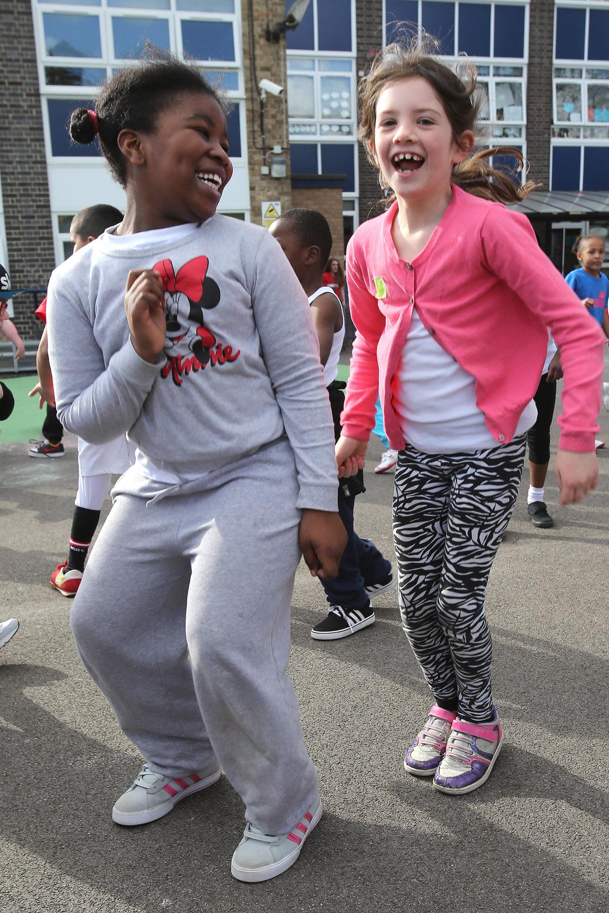 Children take part in a school dance-off for sports relief at St Mary's C of E Primary School, Brooke Road, Walthamstow. (21/3/2014) EL75987_4