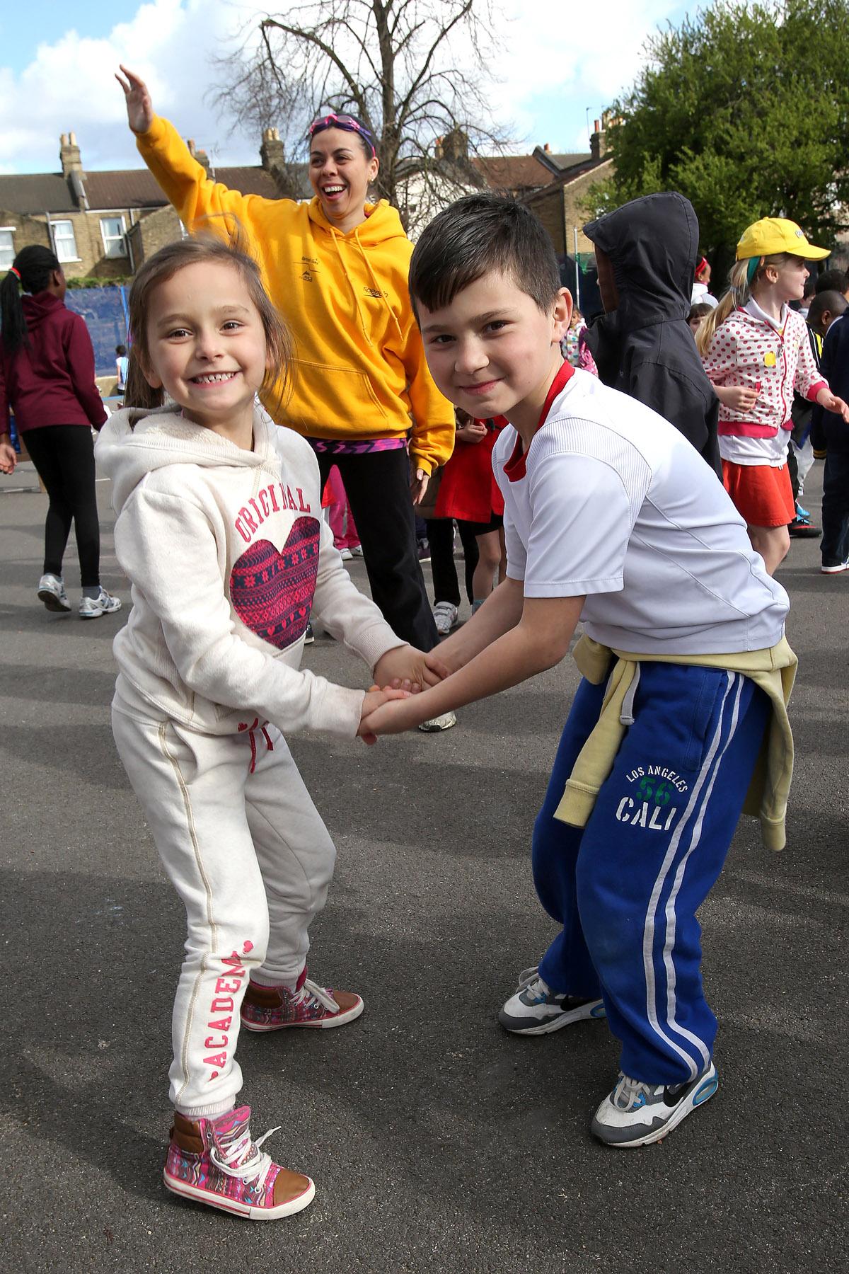 Children take part in a school dance-off for sports relief at St Mary's C of E Primary School, Brooke Road, Walthamstow. (21/3/2014) EL75987_5