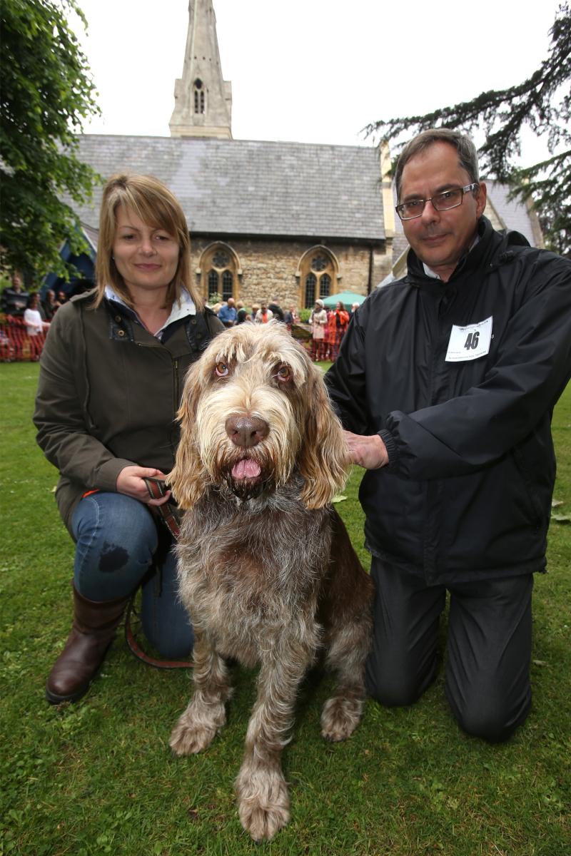 Laura Budd and Alex Fraiser with Dyllon the Best Dog in Show, The third Parish of Wanstead Village Dog Show, Christ Church Gardens in Wanstead Place. (26/5/2014) EL77244_15