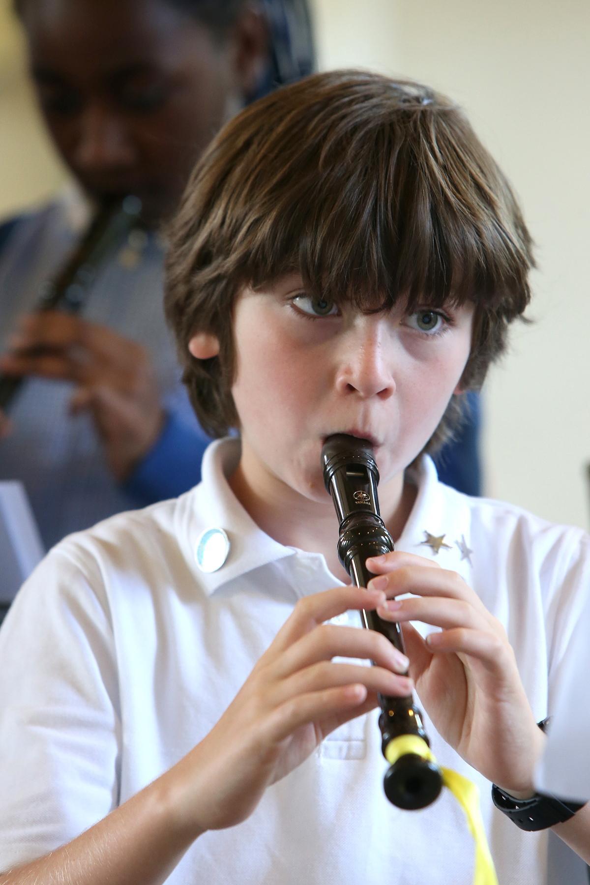 Children rehearse for The Redbridge Schools Recorder Festival involving schools from across Wanstead and Woodford at St Mary's church, High Road, South Woodford. (19/5/2015) EL83885