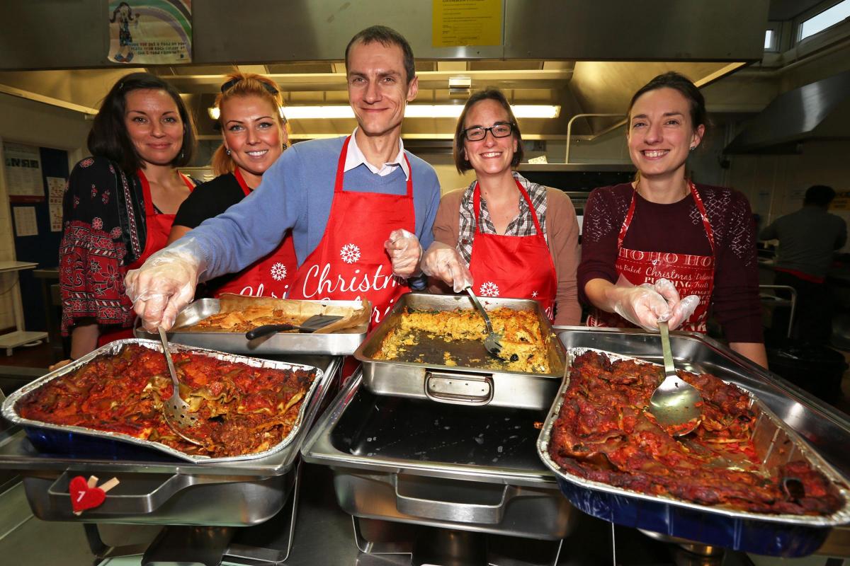 Volunteers in the Family Kitchen at the Winter Wonderland PTA Christmas Fayre at our Lady of Lourdes RC Primary school  in Wanstead, East London. (28/11/2015)  EL85546_5