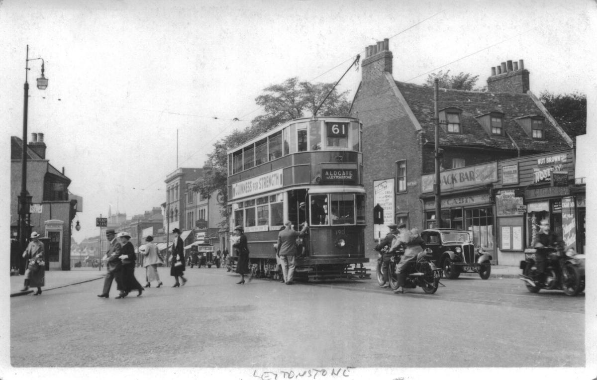 High Road Leytonstone, near the Green Man, in 1935 (Picture: Alan Simpson/Leyton and Leytonstone Historical Society)