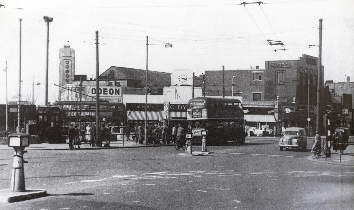 Undated image of Albert Crescent and Old Church Road in South Chingford with the Odeon cinema in the background