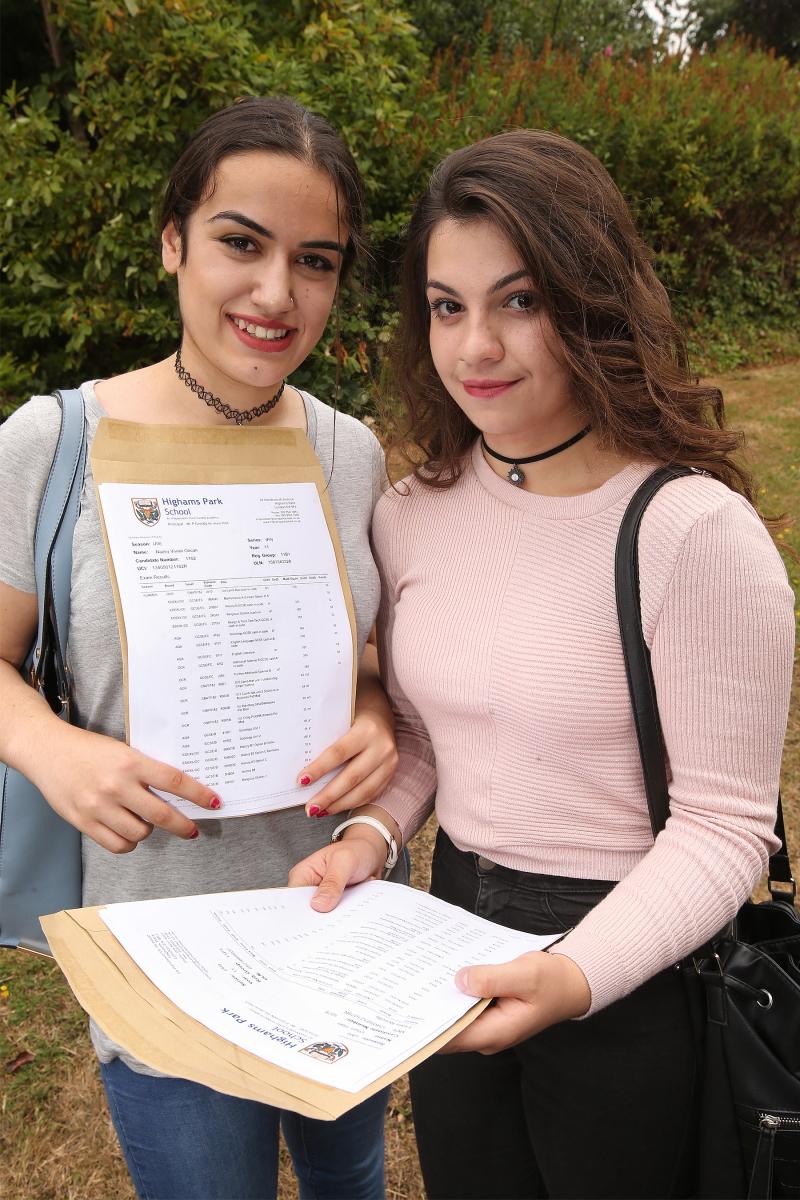 Nazey Ozcan and Dilan Han collect GCSE results at Highams Park School. (25/8/2016) EL89056_12