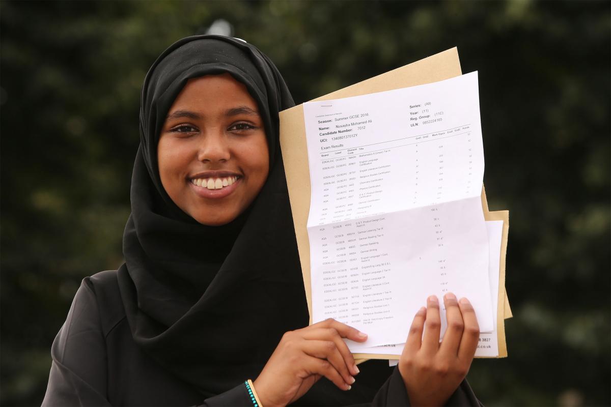 Javeria Akhoon, GCSE results are collected by students at Connaught school for Girls. Leytonstone. (25/8/2016) EL89061_6