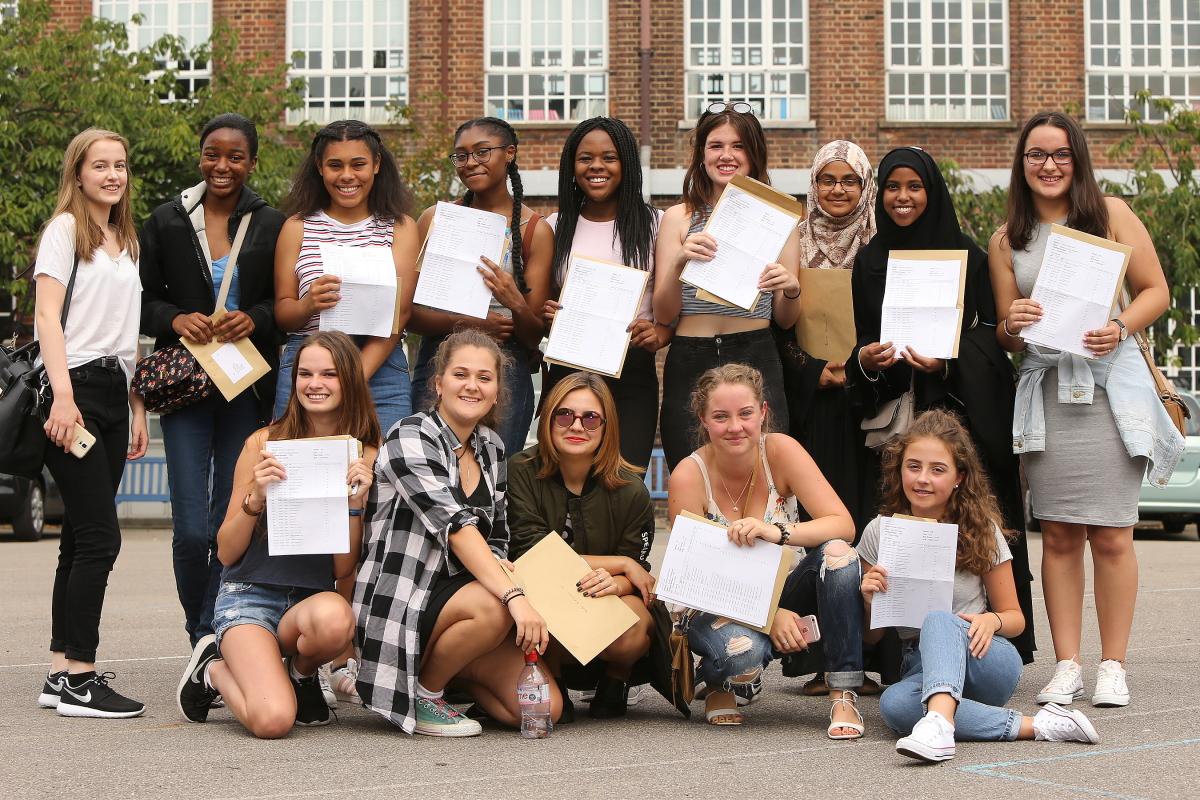 GCSE results are collected by students at Connaught school for Girls. Leytonstone. (25/8/2016) EL89061_4