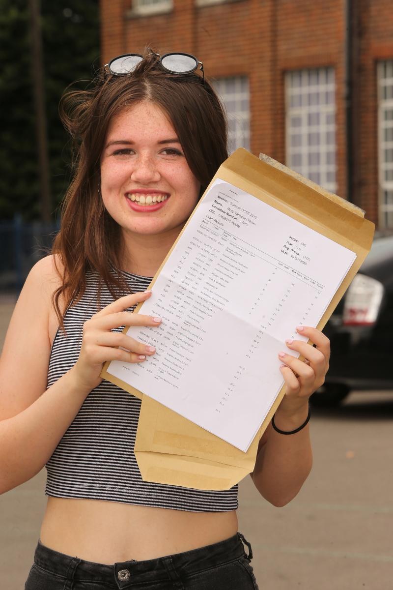 Molly O'Brien, GCSE results are collected by students at Connaught school for Girls. Leytonstone. (25/8/2016) EL89061_10