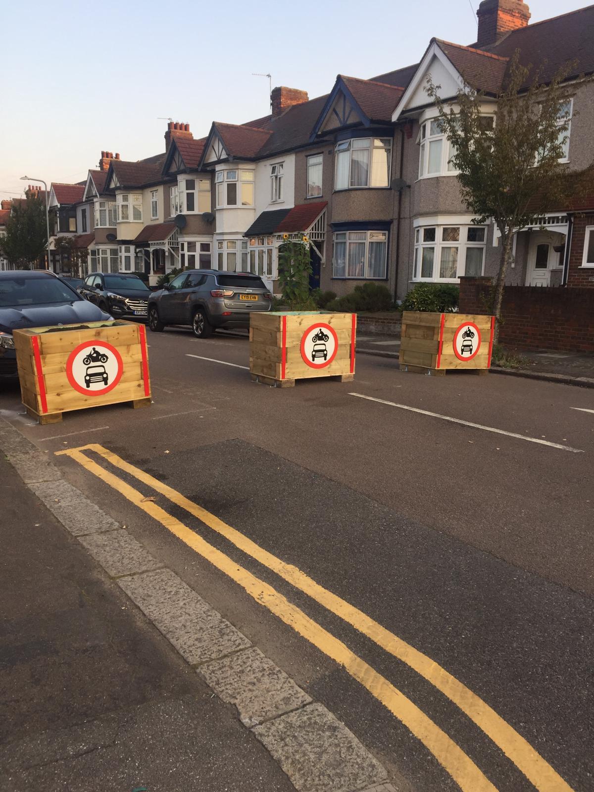 Temporary barriers installed as part of the Barkingside South Quiet Streets trial (Photo: Andy Campbell)