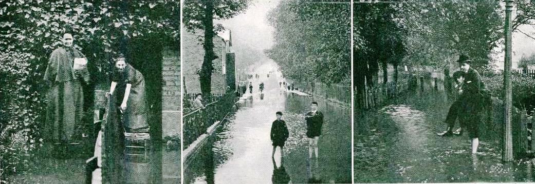 In June 1903, following 59 hours of record rainfall, large areas of North and East London were flooded and the Lea Marshes became a lake. Photos: The Sphere