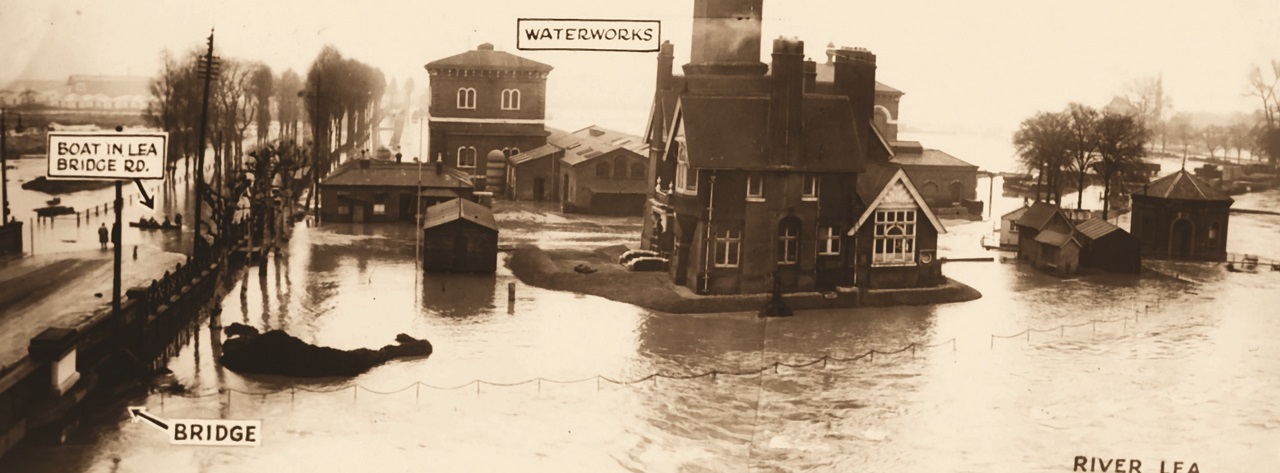 The Lea Bridge Waterworks flooded in March 1947. Photo: Waltham Forest Local Studies Library