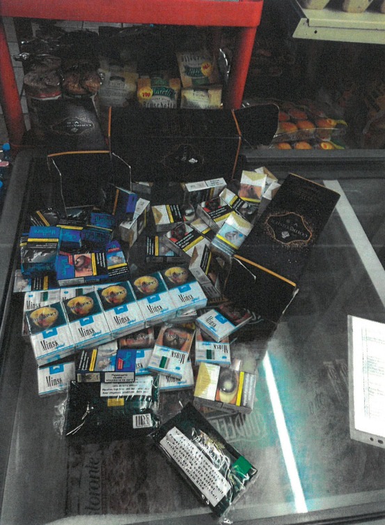 Cigarettes seized by police from the premises
