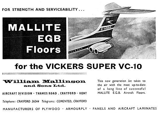 This advert from Flight Magazine in 1965 for the Mallinson manufactured flooring in the VC10 aircraft