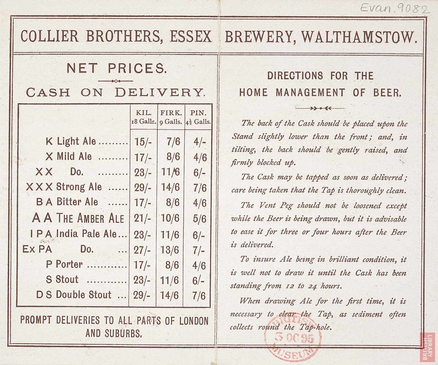 An 1890 home delivery service advert. Picture: British Library Board 