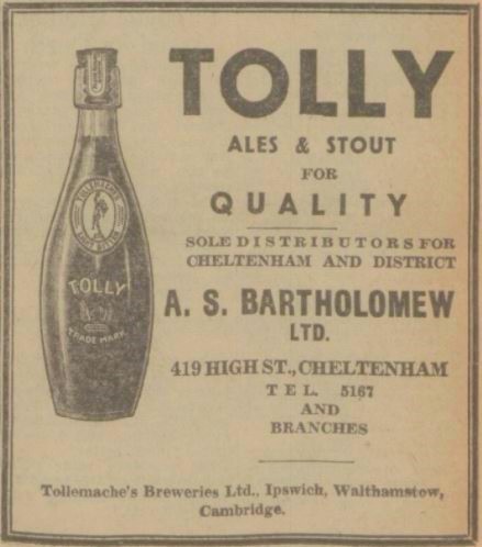 An advertisement for Tolly ale and stout from 1950