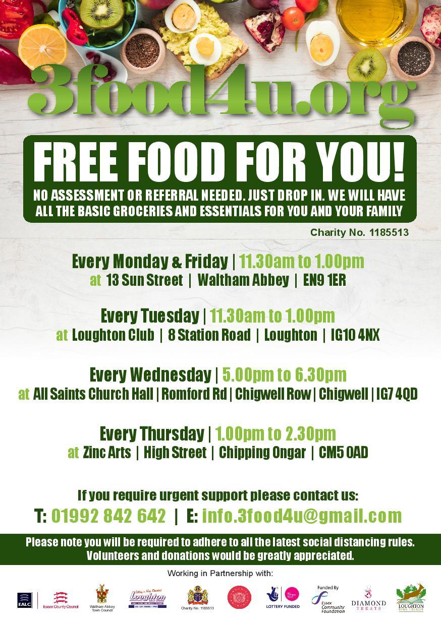 The opening times of 3food4us community hubs