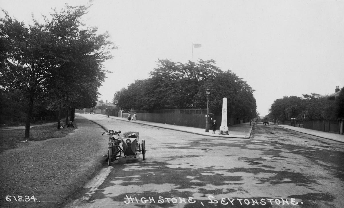 The Highstone, on the border between Leytonstone and Wansted in 1910 with Hollybush Hill on the left and New Wanstead in the right. Picture: Alan Simpson of Leyton and Leytonstone Historical Society