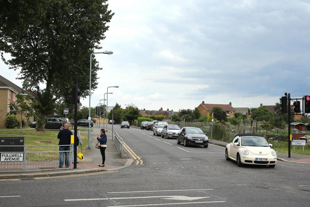 The junction of Fullwell Avenue and Mossford Lane, Barkingside in 2016