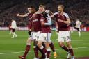 West Ham celebrate Michail Antonio's goal in the first leg. Picture: Action Images