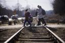Ukrainian refugees crossing the Polish border