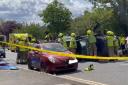 Emergency services attending the scene of the crash