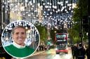 England football team's Millie Bright turned on this years Christmas lights over Oxford Street  Picture: PA