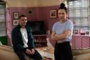 Hollyoaks’ Cleo and Abe, played by Nadine Mulkerrin and Tyler Conti (Lime Pictures/PA)