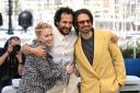 Maria Bakalova, Ali Abbasi and Sebastian Stan attend ‘The Apprentice’ photocall during the 77th Cannes Film Festival (Doug Peters/PA)
