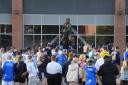 Fans gather outside Headingley Stadium in Leeds (Danny Lawson/PA)