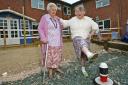Pensioners June Vines and Joyce Thurgood enjoy the new seaside sensory garden at their care home in North Weald.
