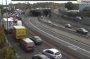 A still of congestion at the A12 Green Man roundabout