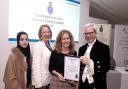 Asra Farid. Ayesha Lawrence and Jacqui Foile from VAEF collect their award from the High Sheriff of Essex