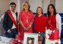 Havering mayor Stephanie Nunn (centre-left) attended the bake-off held in memory of Aashi Sinha (in frame)