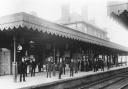 Chingford Station stand for a photograph on Platform 2 in c1912
