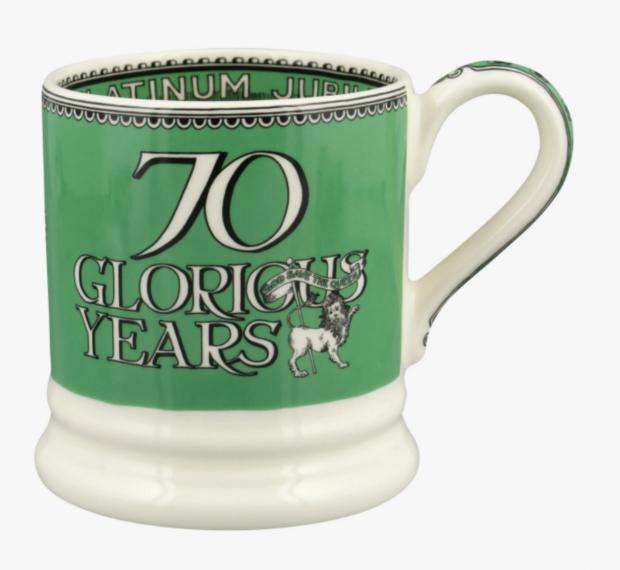 East London and West Essex Guardian Series: Queen's Platinum Jubilee 70 Glorious Years 1/2 Pint Mug (Emma Bridgewater